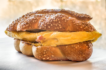Hearty egg breakfast sandwich