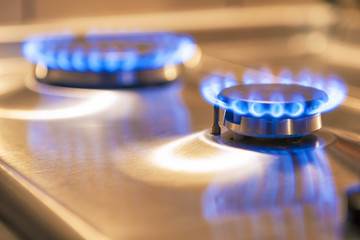 Two Gas Burners on Stove Surface