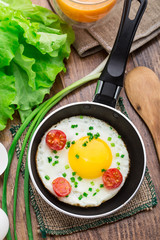 Fried egg in a small pan