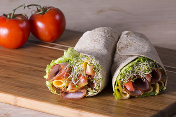 Wrapped tortilla sandwich rolls