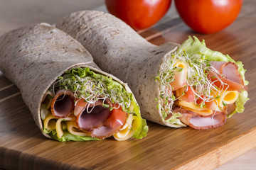 Wrapped tortilla sandwich rolls