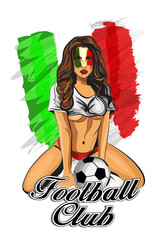 Italian soccer fan girl. Vector illustration.