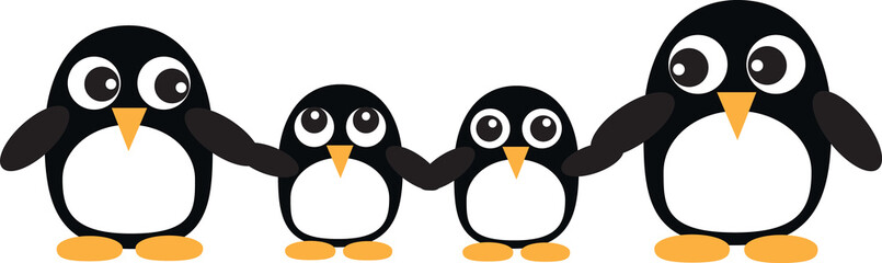 a sweet little penguin family