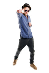 Angry young man with sunglasses