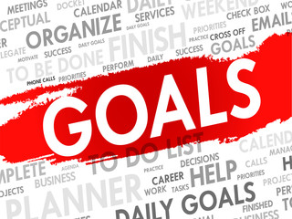 Word cloud of GOALS related items, vector background