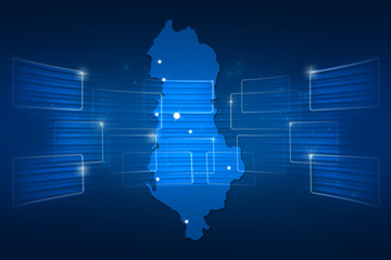 albania Map World map News Communication blue