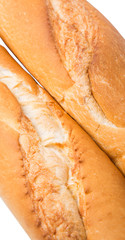 Fresh French baguette close up view