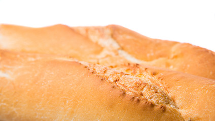 Fototapeta premium Fresh French baguette close up view