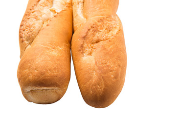 Fresh French baguette close up view