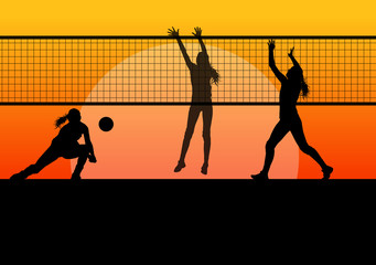 Volleyball woman player vector background