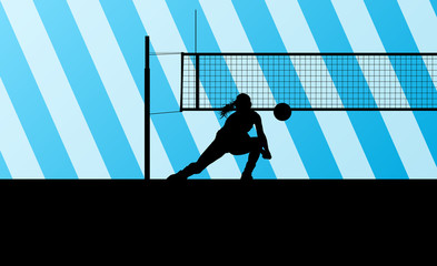 Volleyball woman player vector background