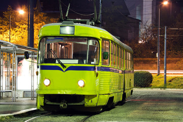 Old tram on a street