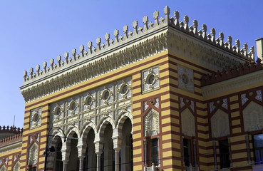 Fototapeta na wymiar National library, details in sarajevo