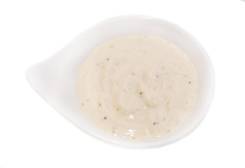 sauces on a white background in the restaurant