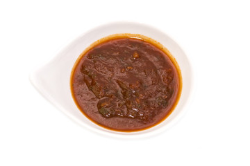 sauces on a white background in the restaurant