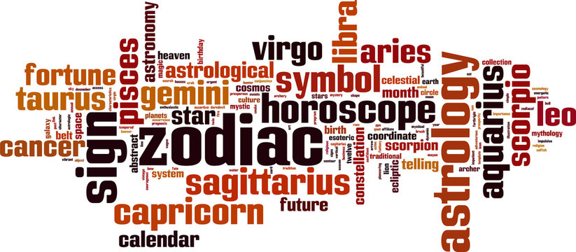 Zodiac word cloud concept. Vector illustration