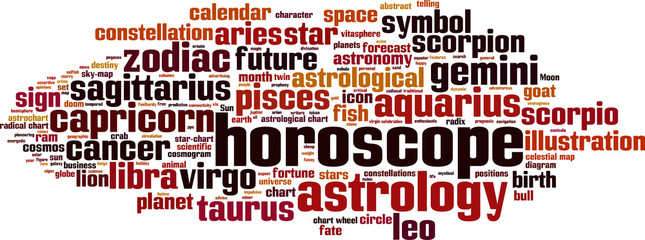 Horoscope word cloud concept. Vector illustration
