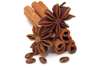 Cinnamon with anise isolated