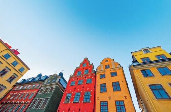 Colorful facades at Stortorget place in Gamla stan