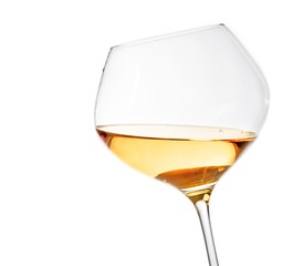 white wine glass isolated with space for text