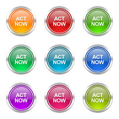 act now colorful web icons vector set