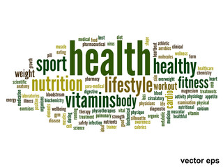 Vector conceptual health word cloud