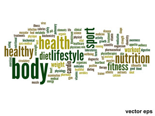 Vector conceptual health word cloud