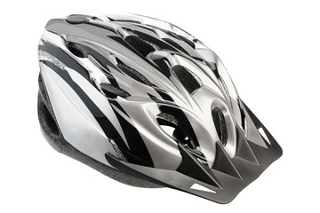Grey bicycle cross country plastic helmet - Powered by Adobe