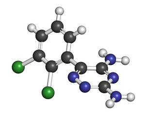 Lamotrigine seizures drug molecule. 