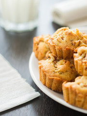 Cupcakes on a white plate.