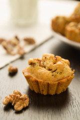 Cupcake with walnuts.
