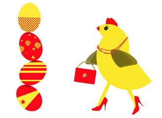 Spring chicken shopping for Easter eggs