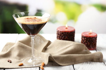 Espresso cocktail served on table