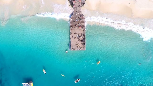 Aerial view of Santa Maria beach in Sal Cape Verde - Cabo Verde