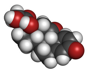 Prednisone corticosteroid drug molecule. 