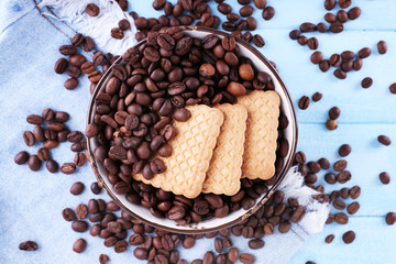 Bowl of shortbread cookies and coffee beans