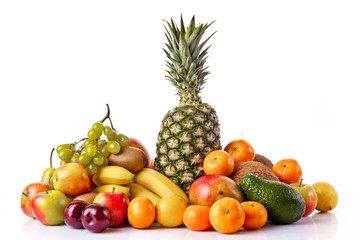 Obraz na płótnie Canvas Fresh fruits isolated on a white . Set of different fresh fruits