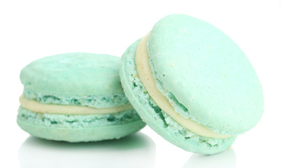 Gentle colorful macaroons isolated on white