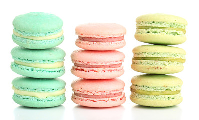 Gentle colorful macaroons isolated on white