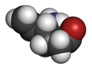 Vigabatrin epilepsy (seizures) drug molecule. 
