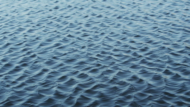 Real water surface on a lake with ripples caused by wind