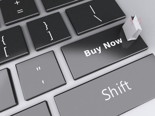 Fototapeta premium 3d Shopping bag on computer keyboard. Online shopping concept.