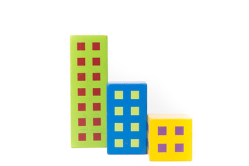 Wooden color blocks build in image of row building