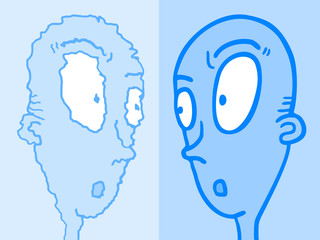 Imaginative blue face refection