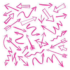 set of pink vector arrows