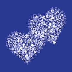 white snow and two hearts