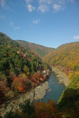 京都保津峡の紅葉