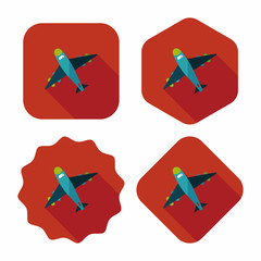 airplane flat icon with long shadow