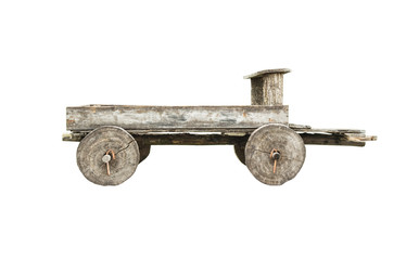 Wooden trolley isolated on white background
