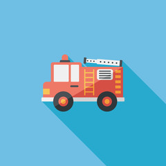 Transportation Fire truck flat icon with long shadow,eps10